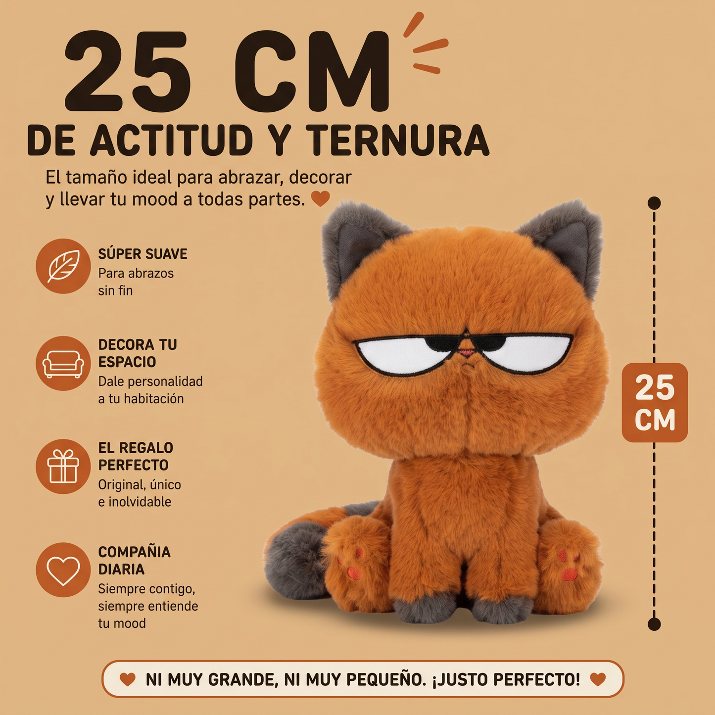 Gato de peluche naranja enfadado